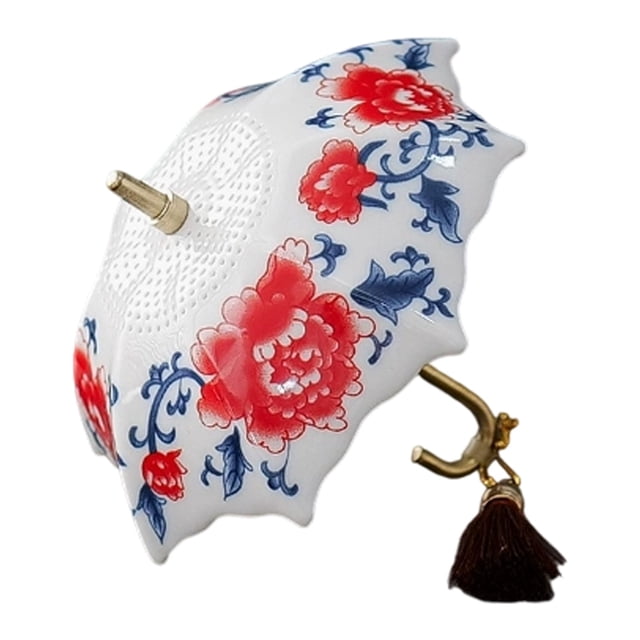 Ceramic Tea Umbrella Diffuser, Rotating Porcelain Strainer with Fine Micro-Pore & Drip Base, Heat-Resistant for Loose Tea & Coffee