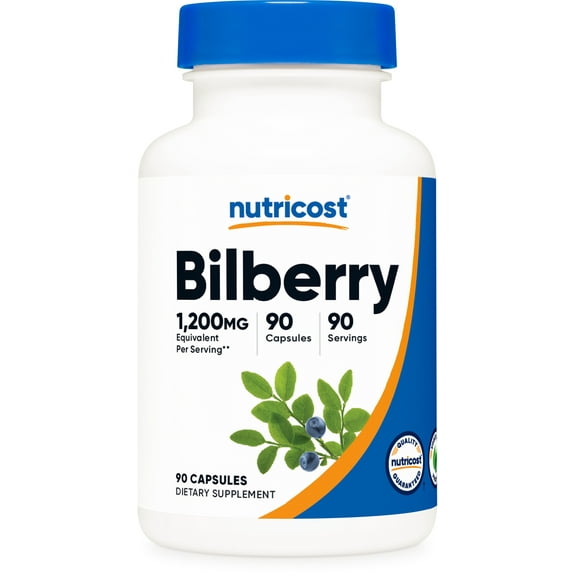 Nutricost Bilberry Capsules 1200mg Equivalent (90 Vegetarian Capsules) - Non-GMO Supplement