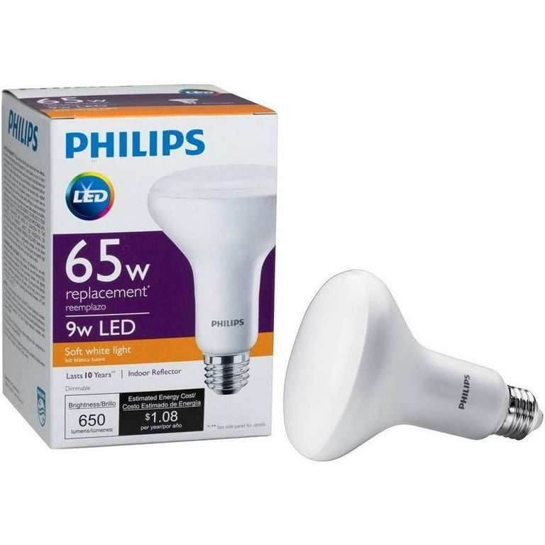 Philips LED Dimmable BR30 Light Bulb: 650-Lumen, 9-Watt 65-Watt Equivalent, E26 Base, Soft 8-Pack -