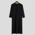thumbnail image 4 of Samickarr Kaftan Dresses For Men Nightshirt Long Sleeve Sleepwear Robe For Man Kaftan Thobe Men's Muslim Gown Medium Long Sleeve Standing Neck Button Home Suit Comfortable Loose Sleeping Dress Gown, 4 of 5