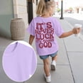 thumbnail image 2 of Wxirdiow Girls Outfits Girls Crewneck Short Sleeve Graphic Tees Letter Print Shirts Cute Summer Outfits Light Purple Size,5-6 Years, 2 of 6