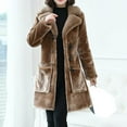 thumbnail image 4 of Lovskoo Womens Winter Coats Faux Fur Jacket Thick Warm Long Sleeve Open Front Outerwear Solid Blouse Coat Tops Button Overcoat Khaki, 4 of 9