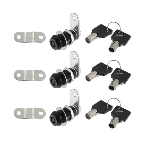 3 Set 1-1/8 Inch RV Campervan Lock Set with 6 Keys RV Storage Door Locks for File Cabinet Toolbox