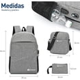 thumbnail image 4 of Mochila Antirrobo de 3 piezas, Bluelander con Puerto USB y Puerto para Audífonos, Gris, 4 of 6