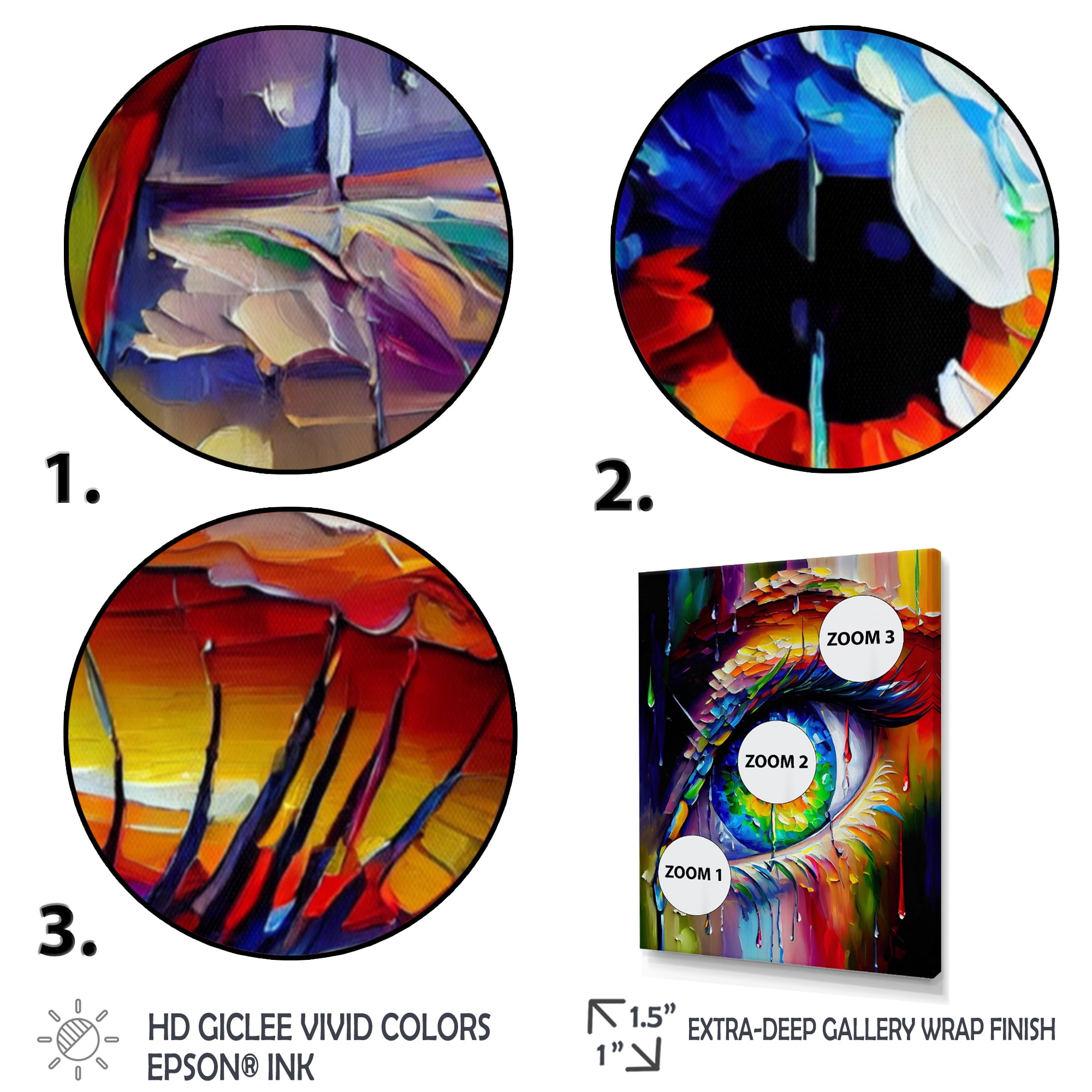 Designart Colorful Eye I Canvas Wall Art