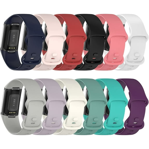 MYKOMI Compatible with Fitbit Charge 6 Bands, Replacement Soft Silicone Watch Straps Soft Wristband for Fibit Charge 5/Charge 6 Fitness Tracker Women&Men