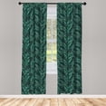 thumbnail image 3 of Ambesonne Palm Leaf Curtains, Fresh Hawaii Summer, Pair of 28"x84", Dark Green Black, 3 of 5
