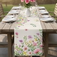 thumbnail image 4 of Pink Purple Flower Table Runner - 70 Inch Long Spring Farmhouse Country Floral Leaf Cotton and Linen Blended Dress Scarves Farmhouse Table Runner for Kitchen Dining, Coffee Table, 13" x 70", 4 of 8