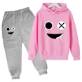 thumbnail image 3 of Sudadera con capucha y pantalón con estampado de cara sonriente para niños, traje de 2 piezas, ropa de moda para niños y niñas, sudadera, conjunto deportivo para bebés y adolescentes, 3 of 5