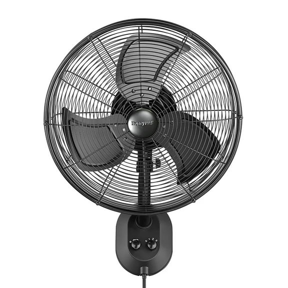 Honeywell 18 Inch Wall Mount Outdoor Oscillating Wet Rated Airflow Fan, Matte Black