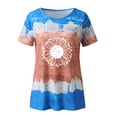 thumbnail image 4 of JAKANYQ T-Shirts pour Femmes, Impression Tournesol Teinture sur Nœuds, Mode Décontractée, Col Rond, Manches Courtes, Blouse Mignonne, 4 of 4