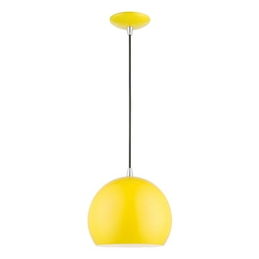 41181-82-Livex Lighting-Piedmont - 1 Light Globe Pendant In Industrial Style-15 Inches Tall and 10 Inches Wide-Shiny Yellow/Polished Chrome Finish