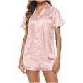 thumbnail image 5 of BONIXOOM Christmas Pajamas For Women Thanksgiving Pajamas Sleepwear None Short Sleeve Sleep Shorts Solid Pink M, 5 of 6