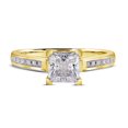 thumbnail image 1 of JeenMata Anillo de Bodas de Corte Princesa de 1,75 Quilates - Anillo de Promesa - Anillo con Canal Pavé - Anillo con Puntas - Anillo de Compromiso - Baño de Oro Amarillo de 18 K sobre Plata, 1 of 7