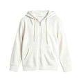 thumbnail image 5 of Girls Fashion Hooded Zip up Knit Sweater Light Weight Drawstring Hood Long Sleeve Jacket for Fall Winter White 170(170), 5 of 5