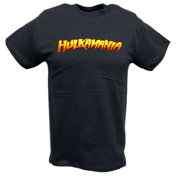 Hulkamania Hulk Hogan Fire Logo Black T-shirt