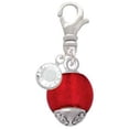 thumbnail image 2 of Delight Jewelry 12mm Scarlett Red Roller Spinner with Silvertone Lining Glass Spinner - Silvertone Clip on Charm with Clear Crystal Drop, 2 of 4