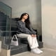 thumbnail image 5 of Sudadera con Capucha y Estampado de Estrellas con Cremallera para Mujer, Sudaderas , Conjuntos de Moda de Otoño, Ropa de Pareja de Forro Y2K. Gris Pizarra S, 5 of 10