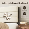 thumbnail image 6 of Bolvdo King Bed Frame with Velvet Upholstered Headboard, Metal Support, No Box Spring Needed, Noise Free, Easy Assembly, Beige, 6 of 8
