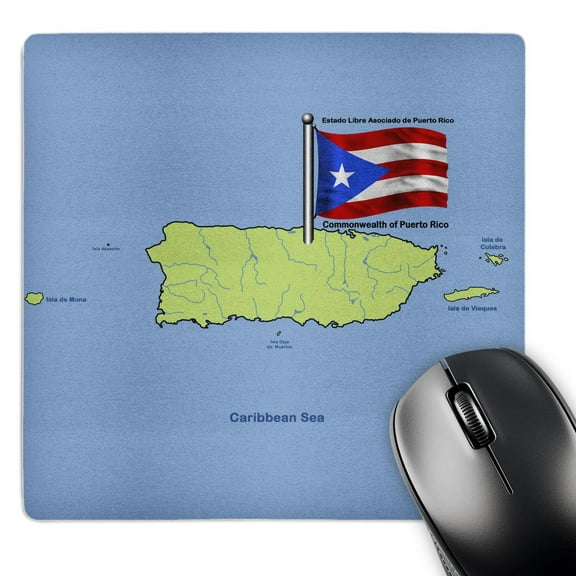3dRose, Flag and Map of Puerto Rico with the Commonwealth of Puerto Rico printed in English and Spanish, MousePad
