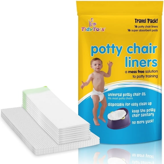 TidyTots Combo Travel Refill Pack of 16 Disposable Potty Chair Liners and 16 Absorbent Pads for Potty Training Toddlers