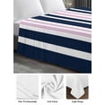 thumbnail image 6 of Navy Blue Pink Striped California King Size Flat Sheet, Wrinkleproof & Fadeproof Cooling Flat Bed Sheet Only, Modern Minimalist Ombre Lines Breathable Soft Bedding Top Sheets 108 x 98 Inches, 6 of 8