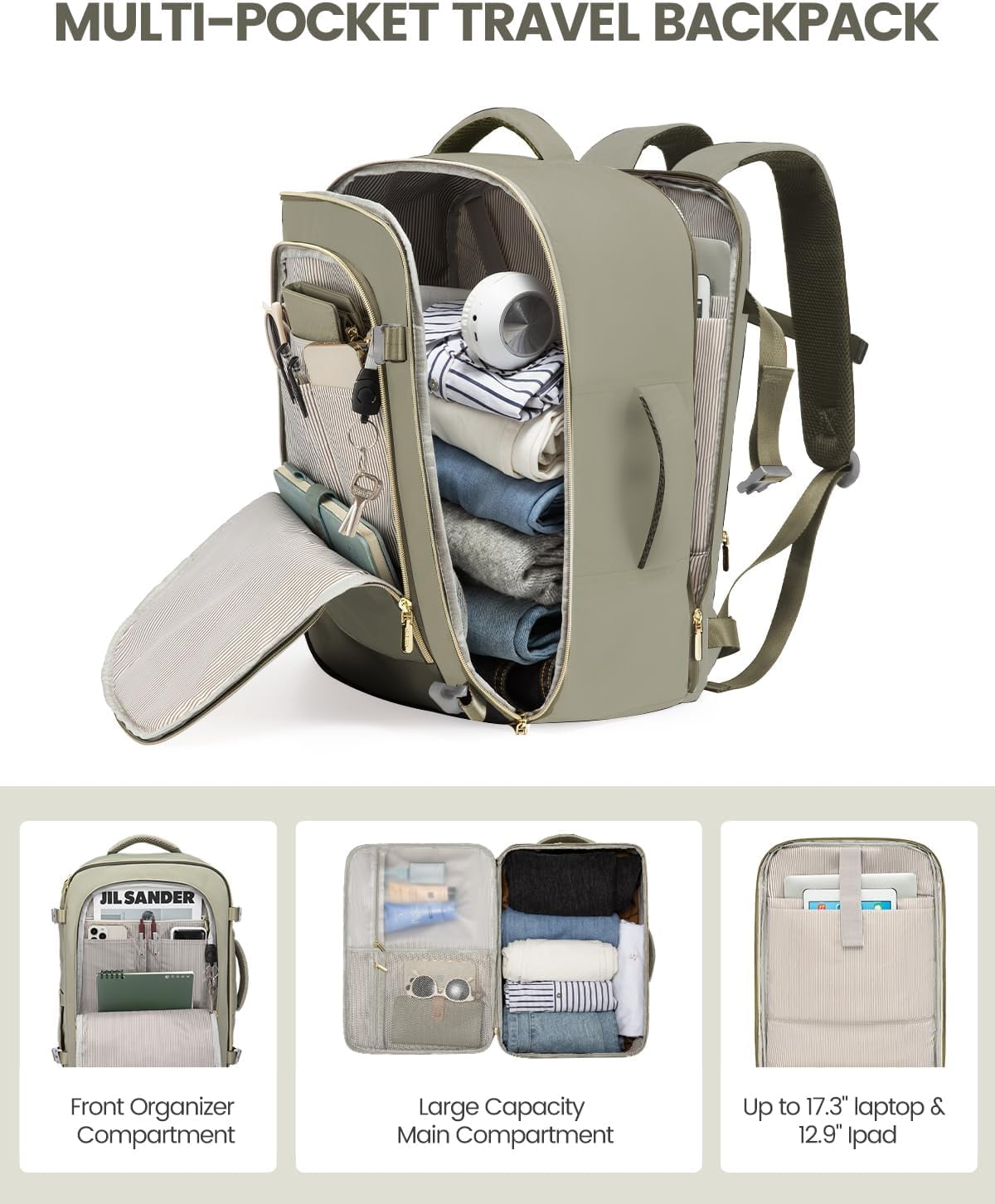Lovevook Travel Backpack,40L Carry On Luggage Backpack Flight Approved, Large Waterproof Personal Item Bag Hiking Outdoor Weekend Overnighter Bag for Men Women