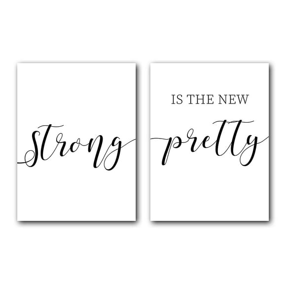 Strong is the New Pretty Set of 2 Posters 18 x 24 Inches Minimalist Art Typography Art Bedroom Wall Art Romantic Gift Home Wall Art Poster