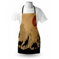 thumbnail image 3 of Dinosaur Apron Silhouettes of Prehistoric Animals Wilderness Landscape Abstract Sun, Unisex Kitchen Bib Apron with Adjustable Neck for Cooking Baking Gardening, Pale Brown Orange Black, by Ambesonne, 3 of 3