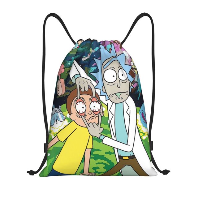 Bolsa con cordón clásica de Rick y Morty, plegable, para deportes, fitness, unisex, bolsa de viaje para deportes de playa, mediana