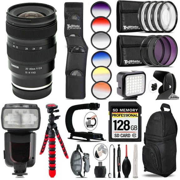 Tamron 20-40mm f/2.8 Di III VXD Lens for Sony E  LED Light - 128GB Accessory Bundle