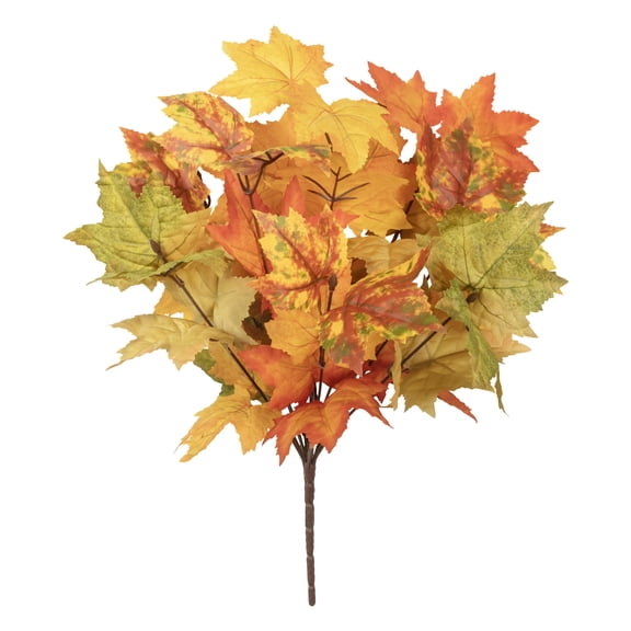 Mainstays 18 in Artificial Orange and Green Maple Leaf Fall Bush for Indoor Use