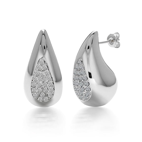 Cate & Chloe Sally 18k White Gold Plated Teardrop Stud Earrings with Swarovski Crystals for women
