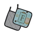 thumbnail image 2 of Monogram - Initial F Blue Dots Pair of Pot Holders, 2 of 2