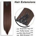 thumbnail image 4 of MY-LADY 26" 8Pcs/Set Synthetic Long Straight Full Head 18Clips in Hair Extension Real Thick Heat Resistance Hairpiece for Women Girls Natural Black,Dark Brown,Brown,Bleach Blonde, 4 of 8