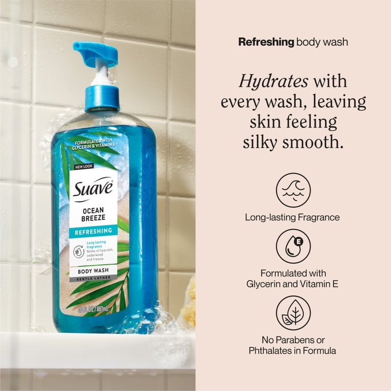 Suave Essentials Ocean Breeze Body Wash, 30 fl oz photo 3
