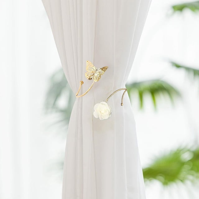 Feltree Boucle de Rideau en Métal Fleur Papillon, Sangle Décorative pour Décoration Intérieure, Rideau Romantique Personnalisé avec Design Creux
