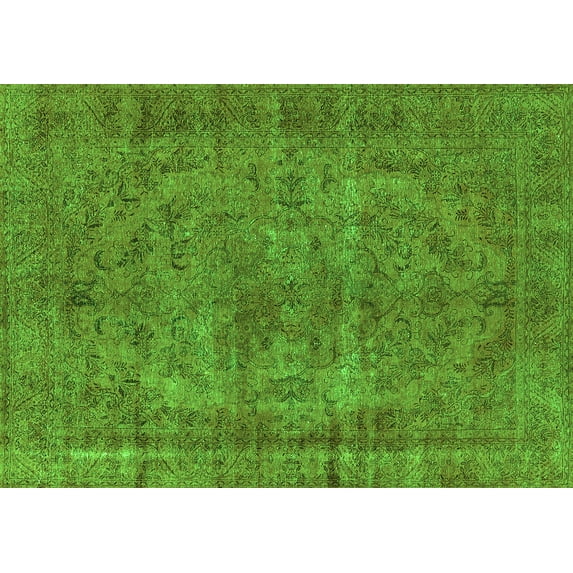 Ahgly Company Indoor Rectangle Oriental Green Industrial Area Rugs, 6' x 9'