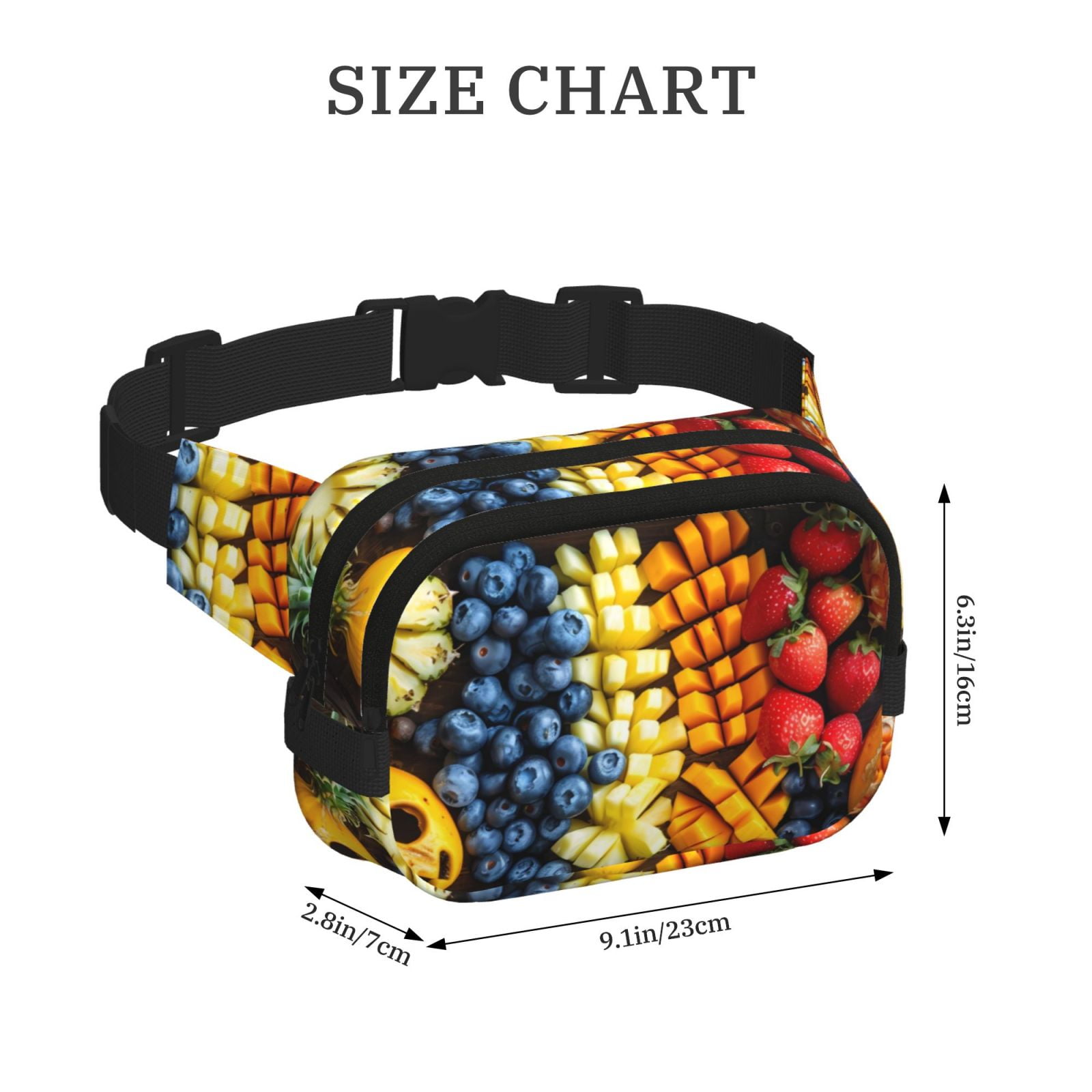 Picia Halloween Fruit Platter Print Square Double-Layer Waist Bag Mini Adjustable Waist Belt Bag Exercise Running Travel Hiking