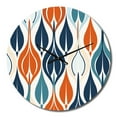 thumbnail image 2 of Designart "Botanical Symphony in Orange and Blue I" Abstract Oversized Wall Clock, 2 of 5
