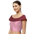 thumbnail image 2 of eloria Women's Art Silk Boat Neck Sleevless Partywear Filler Blouse Top, Color : Light Pink & Marron, 2 of 6