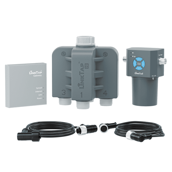 LinkTap Q1 4-Port Smart Water Timer | Requires Gateway | 4 Separate Outlets, Intelligent Irrigation System Controller, Equals 4 G2S or 2 D1 Sprinkler Timers, Mesh Network for Garden/Yard of All Sizes