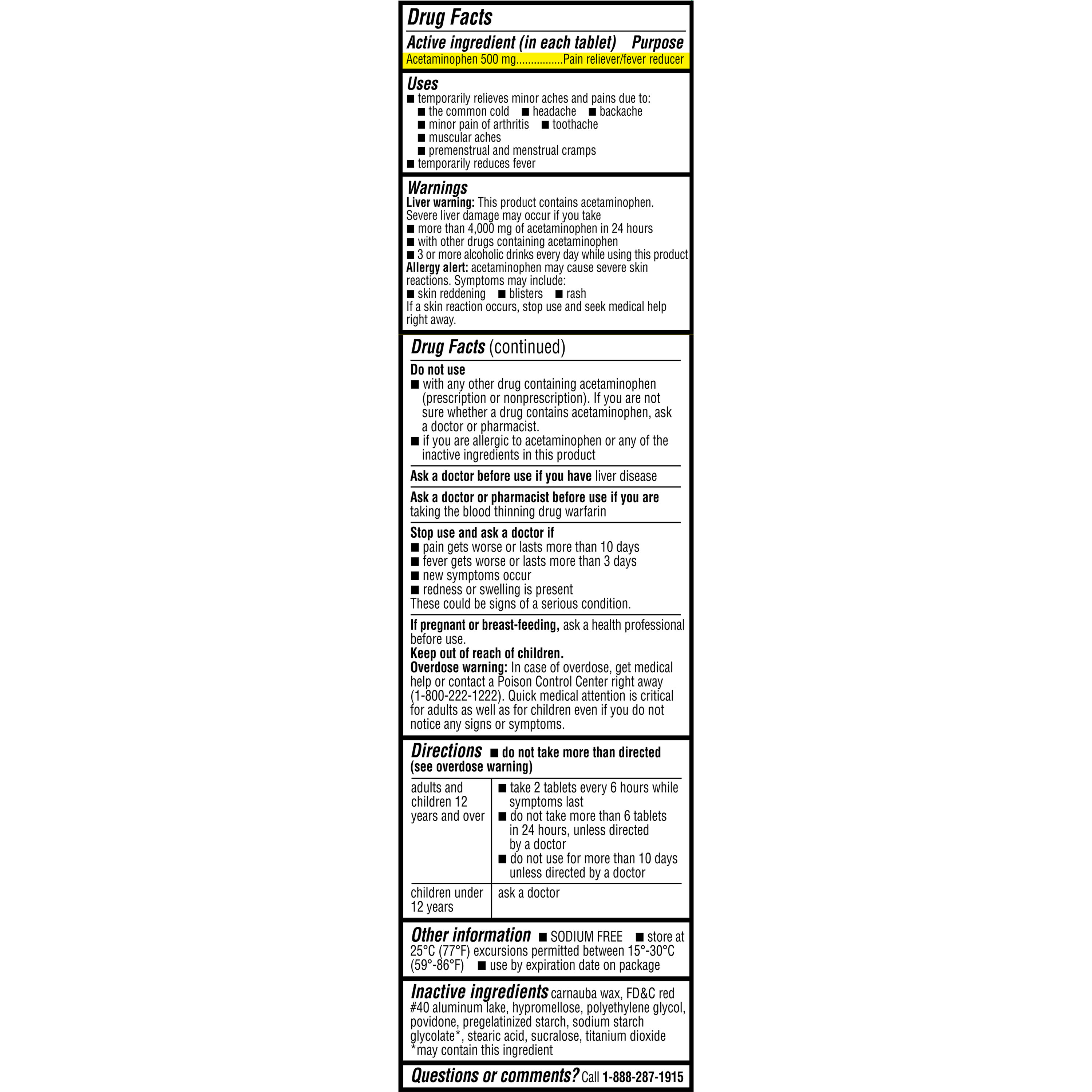 (paquete de 4) Equate Alivio del Dolor de Fuerza Extra Acetaminofén Caplets, 500mg, Alivio del Dolor/Reductor de Fiebre, 100 unidades, Comparar con el Ingrediente Activo de Tylenol® Fuerza Extra 4