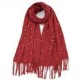 thumbnail image 4 of Holiday Gifts! Titcea Winter Scarf for Women Tassels Beaded Solid Color Shawls Wraps Windproof Warm Outdoor Cold Protection Scarves, 4 of 8