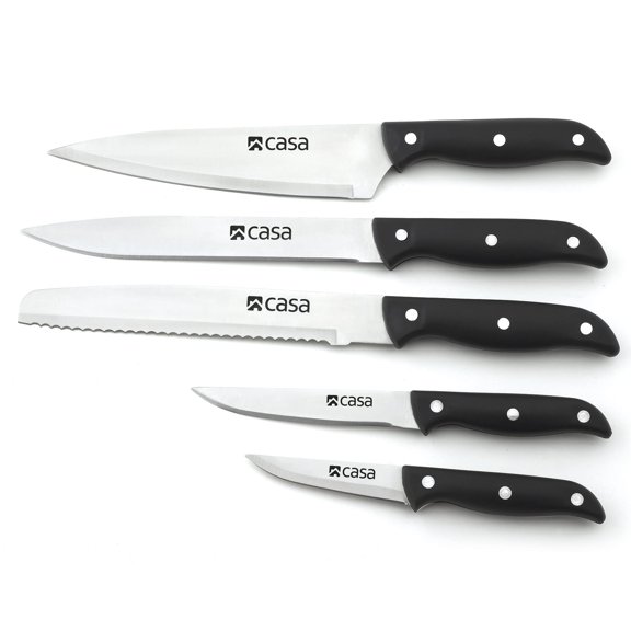 5 PC Kitchen Knife Set - Chefs Knives Set for Professional Multipurpose Cooking, Includes Chef, Slicer, Bread, Utility, and Pairing Knives, Ergonomic Handle, Stainless Steel