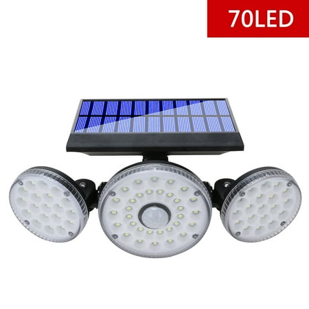 

VKEKIEO-3 Heads Solar Motion Sensor Power Spotlight Lights Waterproof 70LED Outdoor Yard