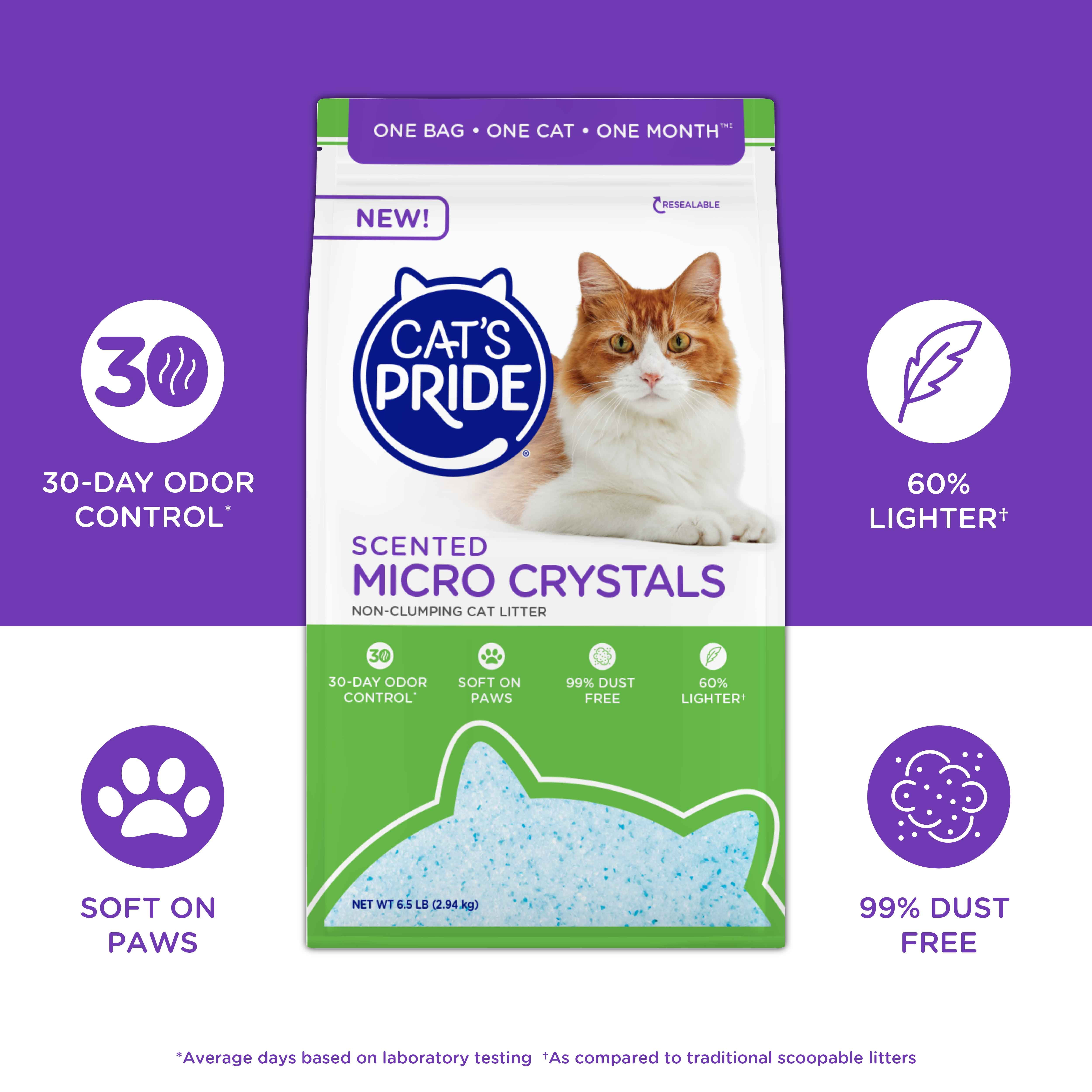 (3 pack) Cat's Pride Scented Micro Crystal Cat Litter 6.5lb Bag