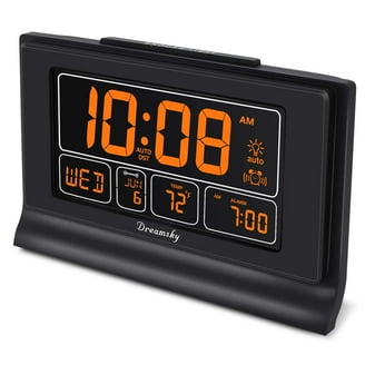 Equity 1.4 in. Day of Week Insta-Set Black LCD Alarm Clock, 30022