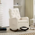 thumbnail image 1 of 2025 New Upholstered Rocking Chair, Modern Accent Rocker with Sturdy Wood Base and Fabric Padded Seat, Nursery Rocking Armchair with High Backrest for Living Room, Bedroom, 1 of 8