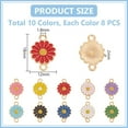thumbnail image 3 of 80 piezas de conectores de girasol de 10 colores, colgantes de girasol, flores doradas, eslabones pequeños, conectores de joyería., 3 of 6